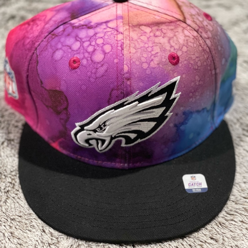 Philadelphia Eagles Crucial Catch Intercept Cancer Snapback Hat